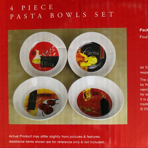 4 Piece Ceramic Pasta Bowl Set - Picture 7 of 8